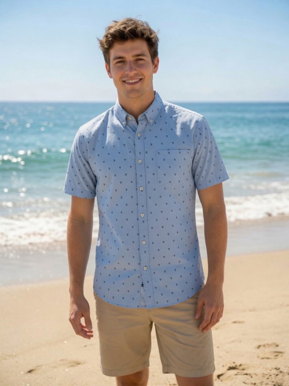 Charleston Threads Men’s Medium Palm Tree Short Sleeve Button Down Shirt - Picture 2 of 7